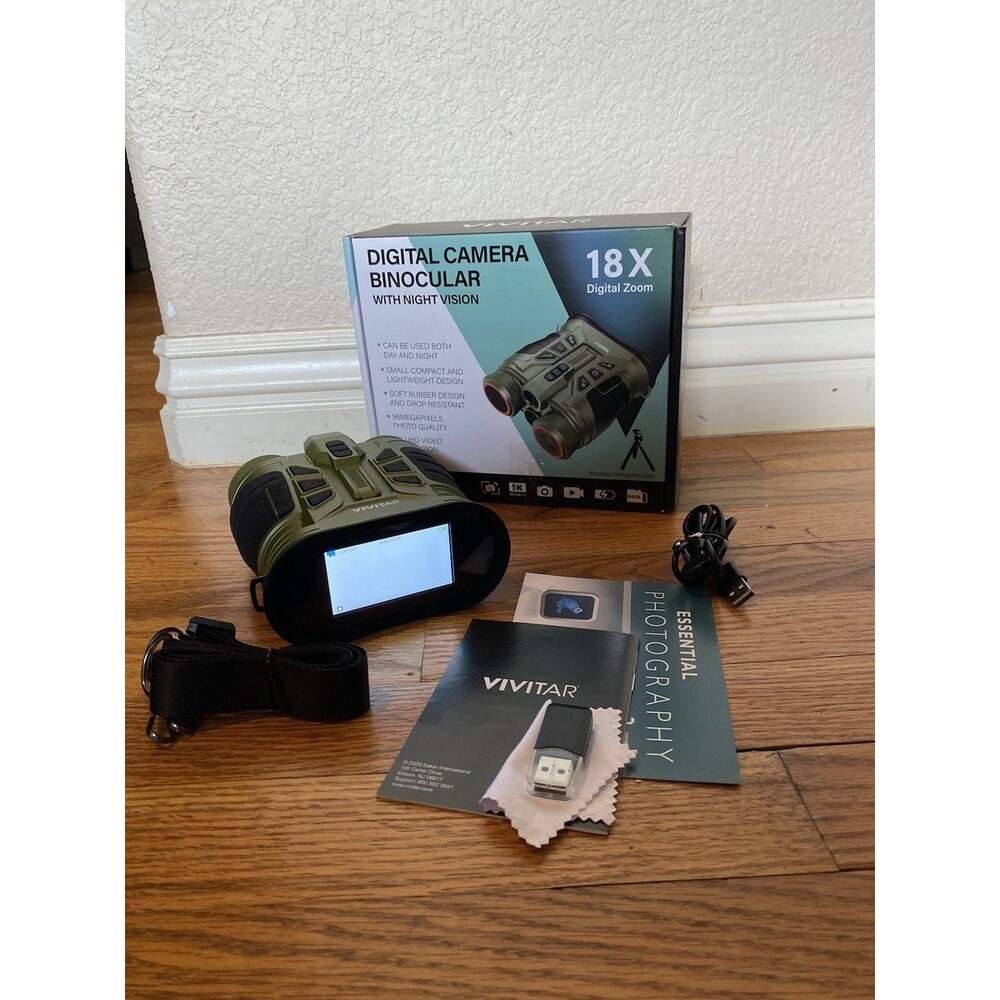 Vivitar Digital Camera Binoculars With Night Vision plus Accessories - Green 18X